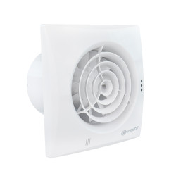 Tichý ventilátor do kúpeľne Ø 100 mm s časovým spínačom a sľudovou spätnou klapkou